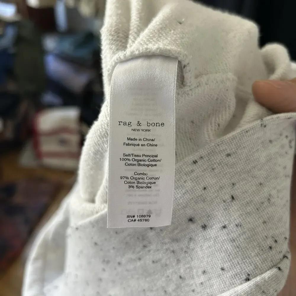 Rag & Bone Speckled Full Zip Track Jacket Sweatshirt Organic Cotton Small